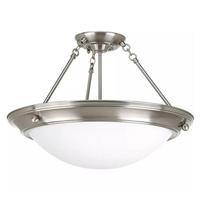 Progress Lighting 2 Light 120 volt Brushed Nickel Satin White Glass Close-to-Ceiling Light Fixture