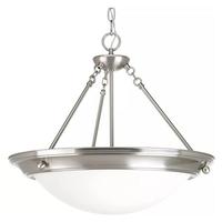 Progress Lighting 4 Light Brushed Nickel Satin White Glass Shade Pendant Light Fixture