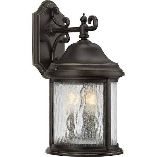 3 Light Antique Bronze with Clear Curved Seeded Glass Ashmore Wall Light Fixture