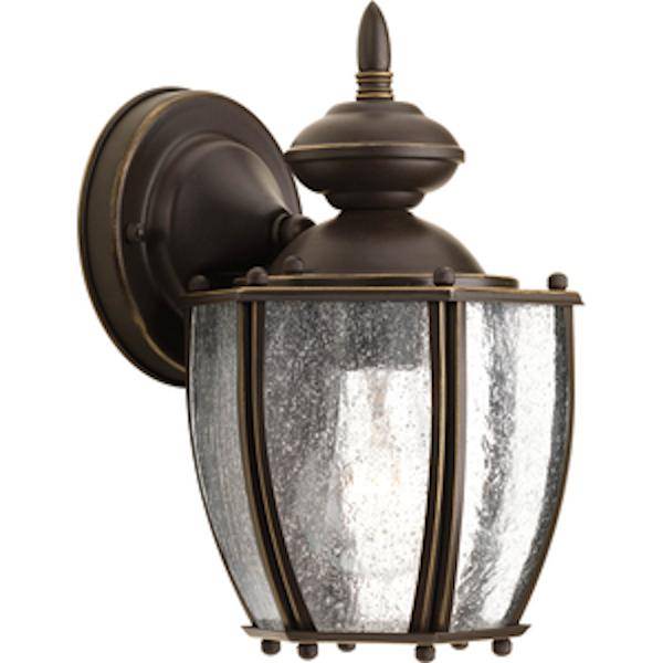 1 Light Antique Bronze with Clear Seeded Glass Small Wall Light Fixture