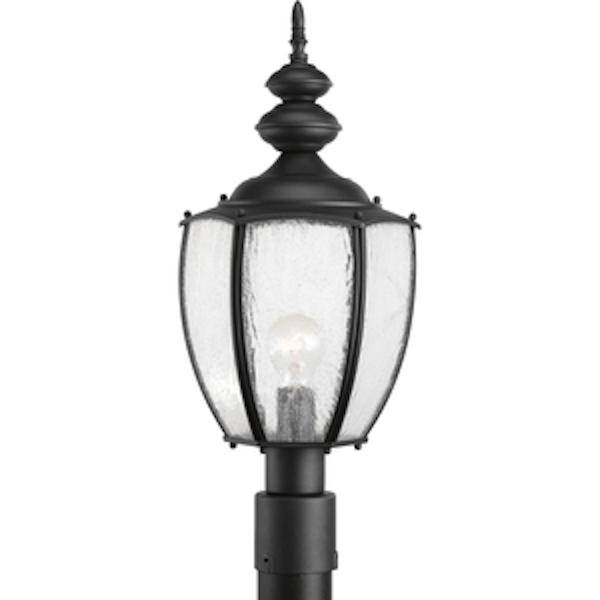 1 Light Black with Clear Seeded Glass Post Top Light Fixture