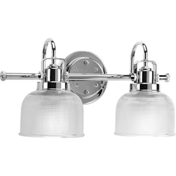 2 Light 120 volt Polished Chrome Vanity Clear Double Prismatic Glass Light Fixture