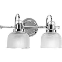 View 2 Light 120 volt Polished Chrome Vanity Clear Double Prismatic Glass Light Fixture
