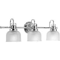 View 3 Light 120 volt Polished Chrome Vanity Clear Double Prismatic Glass Light Fixture