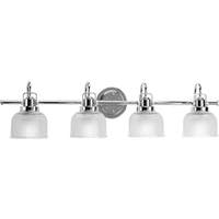 View 4 Light 120 volt Polished Chrome Vanity Clear Double Prismatic Glass Light Fixture