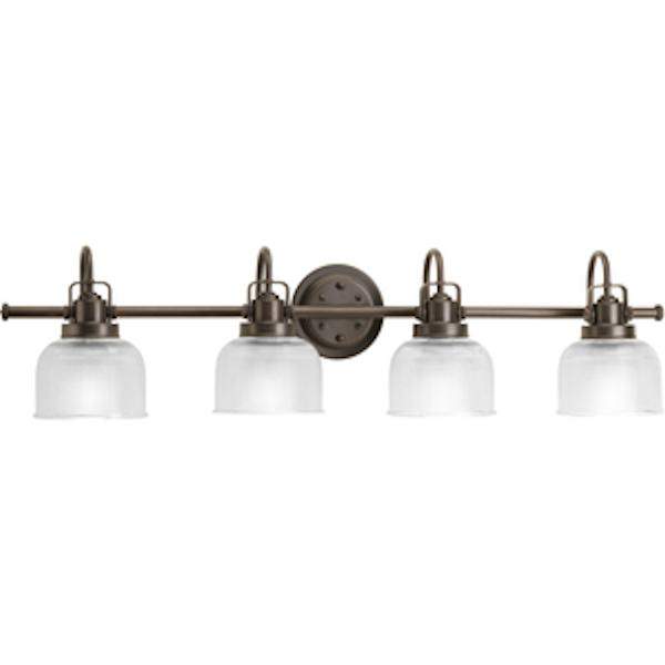 4 Light 120 volt Venetian Bronze Vanity Clear Double Prismatic Glass Light Fixture