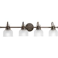View 4 Light 120 volt Venetian Bronze Vanity Clear Double Prismatic Glass Light Fixture
