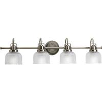 View 4 Light 120 volt Antique Nickel Vanity Clear Double Prismatic Glass Light Fixture