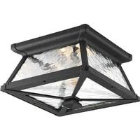 Progress Lighting 2 Light Black with Clear Water Patterned Glass Small Wall Light Fixture