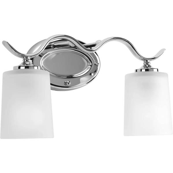 2 Light 120 volt Chrome Vanity Etched Glass Light Fixture