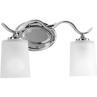 View 2 Light 120 volt Chrome Vanity Etched Glass Light Fixture