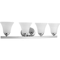 View 4 Light 120 volt Polished Chrome Vanity Etched Glass Light Fixture