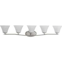 Progress Lighting 5 Light 120 volt Brushed Nickel Vanity Clear Etched Glass Light Fixture
