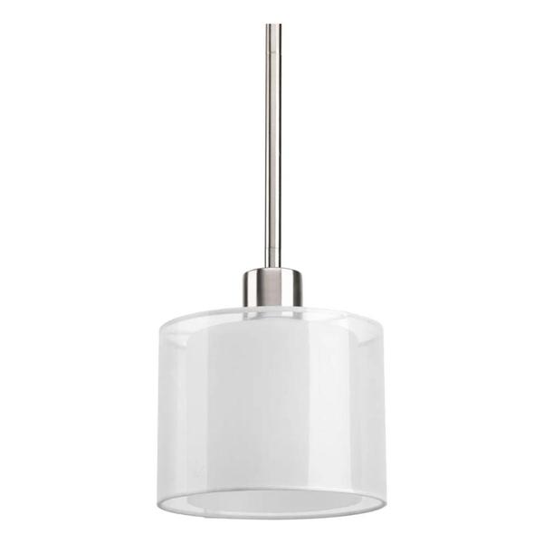 1 Light Brushed Nickel White Mylar Shade Mini Pendant Light Fixture