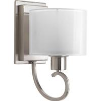 Progress Lighting 1 Light 120 volt Brushed Nickel Vanity White Silk Mylar Glass Light Fixture