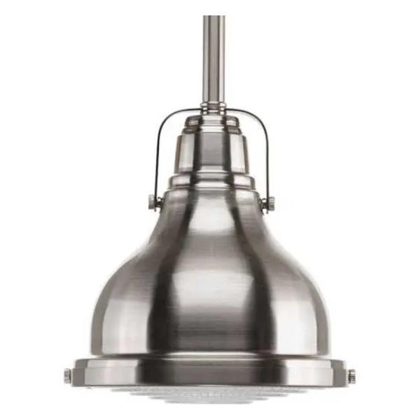 1 Light Brushed Nickel Fresnel Glass Lens Pendant Light Fixture