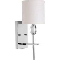 Progress Lighting 1 Light 120 volt Polished Chrome Vanity Off-White Fabric Shade Light Fixture
