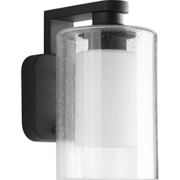 1 Light Black with Clear Seeded Shade Etched Opal Diffuser Compel Wall Light Fixture