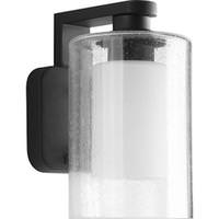 Progress Lighting 1 Light Black with Clear Seeded Shade Etched Opal Diffuser Compel Wall Light Fixture