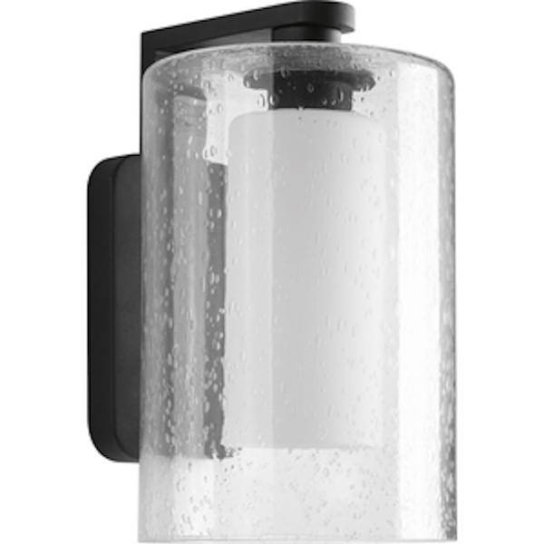 1 Light Black with Clear Seeded Shade Etched Opal Diffuser Compel Wall Light Fixture