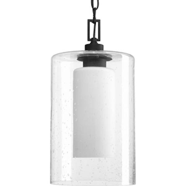 1 Light Black with Clear Seeded Shade Etched Opal Diffuser Compel Hanging Light Fixture 1 Light Black with Clear Seeded Shade Etched Opal Diffuser Compel Hanging Light Fixture