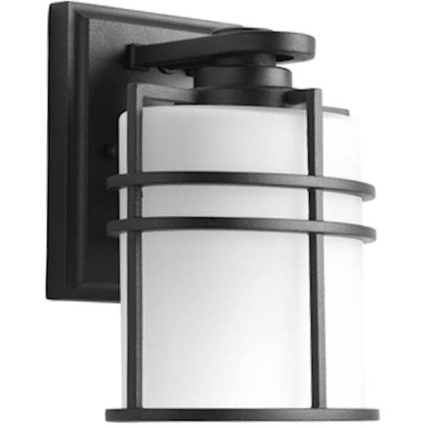 1 Light Black with Etched Glass Format Wall Light Fixture