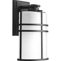 Progress Lighting 1 Light Black with Etched Glass Medium Format Wall Light Fixture