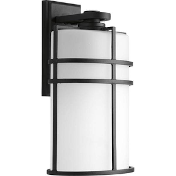 1 Light Black with Etched Glass Large Format Wall Light Fixture