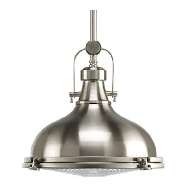 1 Light 17 watt 3000K Natural White Brushed Nickel Fresnel Glass Dimmable LED Pendant Light Fixture