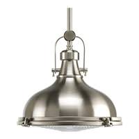 Progress Lighting 1 Light 17 watt 3000K Natural White Brushed Nickel Fresnel Glass Dimmable LED Pendant Light Fixture