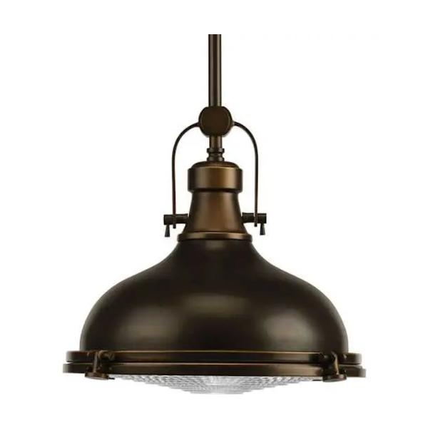 1 Light 17 watt 3000K Natural White Oil Rubbed Bronze Fresnel Glass Dimmable LED Pendant Light Fixture