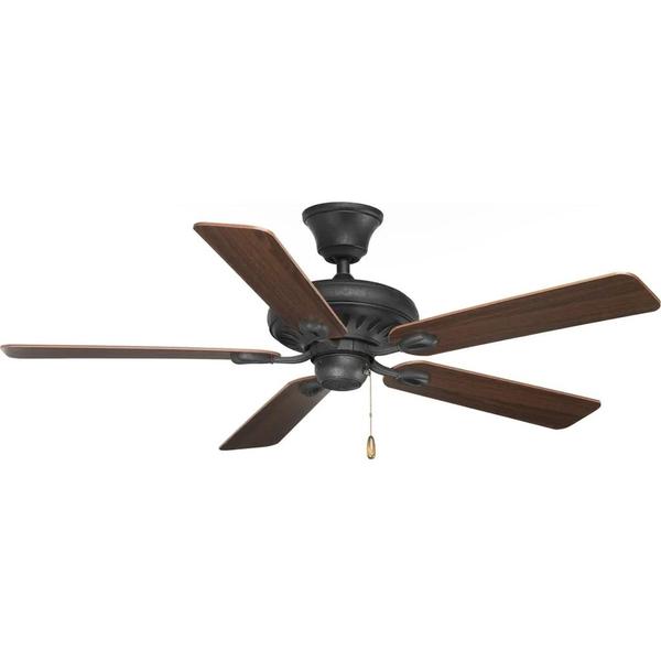 52" Forged Black 5 Dark Walnut/Dark Cherry Reversible Blade Ceiling Fan