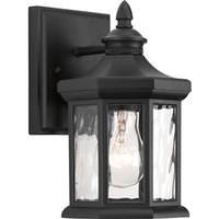 Progress Lighting 1 Light Black with Clear Water Glass Edition Small Wall Light Fixture