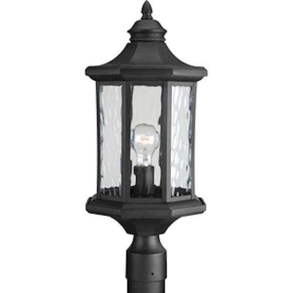 1 Light Black with Clear Water Glass Post Top Light Fixture