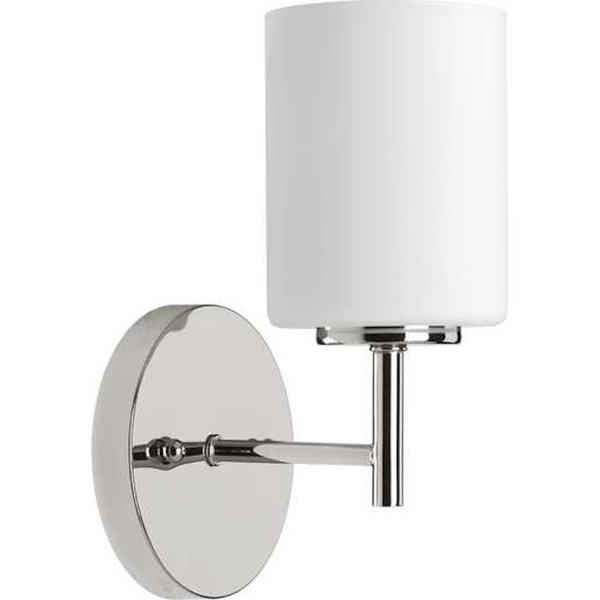 1 Light 120 volt Polished Nickel Vanity Etched White Glass Light Fixture