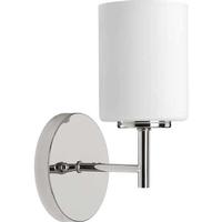 Progress Lighting 1 Light 120 volt Polished Nickel Vanity Etched White Glass Light Fixture