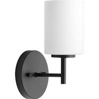 Progress Lighting 1 Light 120 volt Textured Black Vanity Etched White Glass Light Fixture