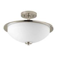 Progress Lighting 2 Light 120 volt Polished Nickel Etched White Glass Bowl Ceiling Light Fixture