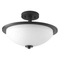 Progress Lighting 2 Light 120 volt Black Etched White Glass Bowl Ceiling Light Fixture