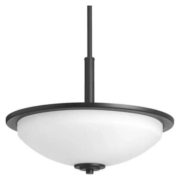 3 Light Black Etched White Glass Shade Pendant Light Fixture