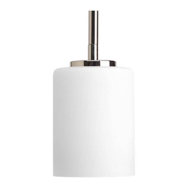 1 Light Polished Nickel Etched White Glass Shade Pendant Light Fixture
