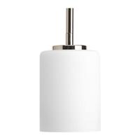 Progress Lighting 1 Light Polished Nickel Etched White Glass Shade Pendant Light Fixture