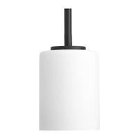 Progress Lighting 1 Light Black Etched White Glass Shade Pendant Light Fixture