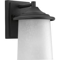 Progress Lighting 1 Light Black with Etched White Linen Glass Essential Wall Light Fixture