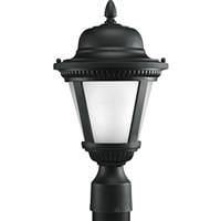 Progress Lighting 9 watt 120 volt 3000K Natural White Black Etched Seeded Glass Outdoor Westport LED Post Top Light Fixture