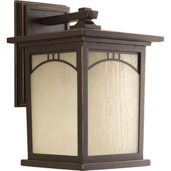 1 Light Antique Bronze with Umber Textured Glass Residence Wall Light Fixture
