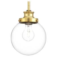 Progress Lighting 1 Light Natural Brass Clear Glass Shade Dimmable Pendant Light Fixture