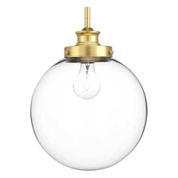 1 Light Natural Brass Clear Glass Shade Dimmable Pendant Light Fixture