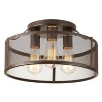 Progress Lighting 3 Light 120 volt Antique Bronze Mesh Metal Shade Flush Mount Ceiling Light Fixture