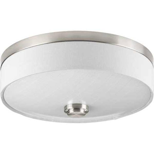 10" 17 watt 120 volt 3000K Brushed Nickel Off-White Linen Shade Linen Glass Diffuser LED Light Fixture